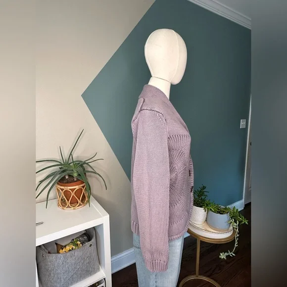 Isabella Bird Anthropologie Knit Cardigan Sweater Cotton Jacket Wooden Buttons M - Picture 4 of 12